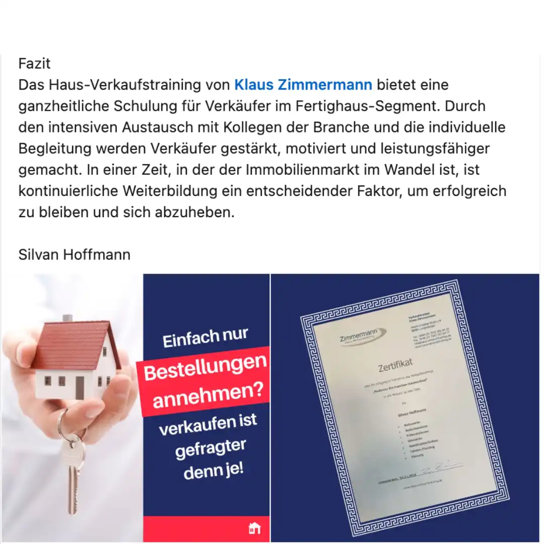 Hausverkaufstraining Von Klaus Zimmermann